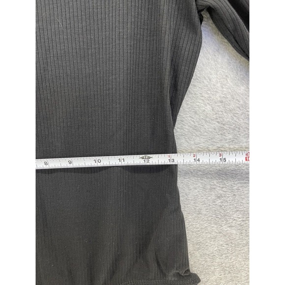 NY Collection Women's Bodysuit Ribbed 3/4 Sleeve Solid Black Medium - Picture 8 of 13